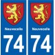 74 Neuvecelle blason autocollant plaque stickers ville