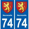 74 Neuvecelle blason autocollant plaque stickers ville