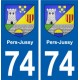74 Pers-Jussy blason autocollant plaque stickers ville