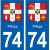 74 Pringy blason autocollant plaque stickers ville