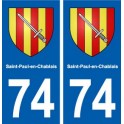 74 Saint-Paul-en-Chablais blason autocollant plaque stickers ville
