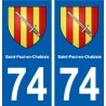 74 Saint-Paul-en-Chablais blason autocollant plaque stickers ville