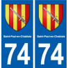 74 Saint-Paul-en-Chablais blason autocollant plaque stickers ville