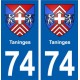 74 Taninges blason autocollant plaque stickers ville