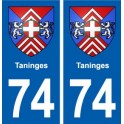 74 Taninges blason autocollant plaque stickers ville