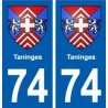 74 Taninges blason autocollant plaque stickers ville