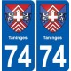 74 Taninges blason autocollant plaque stickers ville