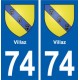 74 Villaz blason autocollant plaque stickers ville