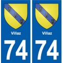 74 Villaz blason autocollant plaque stickers ville
