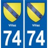 74 Villaz blason autocollant plaque stickers ville