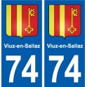 74 Viuz-en-Sallaz blason autocollant plaque stickers ville