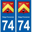 74 Veigy-Foncenex blason autocollant plaque stickers ville