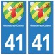 41 Huisseau-sur-Cosson de la etiqueta engomada de la placa de escudo de armas el escudo de armas de pegatinas departamento de la