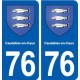 76 Caudebec-en-Caux blason autocollant plaque stickers ville