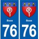 76 Boos blason autocollant plaque stickers ville