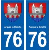 76 Arques-la-Bataille blason autocollant plaque stickers ville