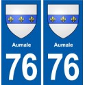 76 Aumale blason autocollant plaque stickers ville
