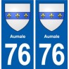 76 Aumale blason autocollant plaque stickers ville