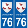 76 Criel-sur-Mer blason autocollant plaque stickers ville
