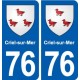 76 Criel-sur-Mer blason autocollant plaque stickers ville