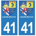 41 Lamotte-Beuvron de la etiqueta engomada de la placa de escudo de armas el escudo de armas de pegatinas departamento de la ciu