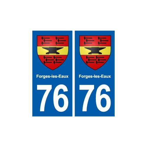 76 Forges-les-Eaux blason autocollant plaque stickers ville