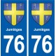 76 Jumièges blason autocollant plaque stickers ville