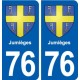 76 Jumièges blason autocollant plaque stickers ville