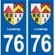 76 Luneray blason autocollant plaque stickers ville
