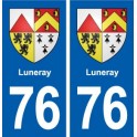 76 Luneray blason autocollant plaque stickers ville