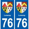 76 Luneray blason autocollant plaque stickers ville