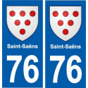 76 Saint-Saëns blason autocollant plaque stickers ville