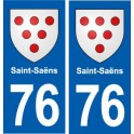 76 Saint-Saëns blason autocollant plaque stickers ville