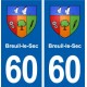 60 Breuil-le-Sec blason autocollant plaque immatriculation stickers ville
