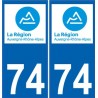 74 Haute Savoie Rhône Alpes nouveau logo autocollant plaque