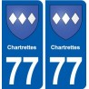77 Chartrettes blason autocollant plaque stickers ville