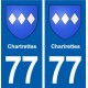 77 Chartrettes blason autocollant plaque stickers ville