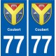 77 Coubert blason autocollant plaque stickers ville