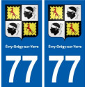 77 Évry-Grégy-sur-Yerre blason autocollant plaque stickers ville