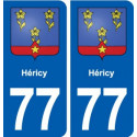 77 Héricy blason autocollant plaque stickers ville