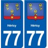 77 Héricy blason autocollant plaque stickers ville