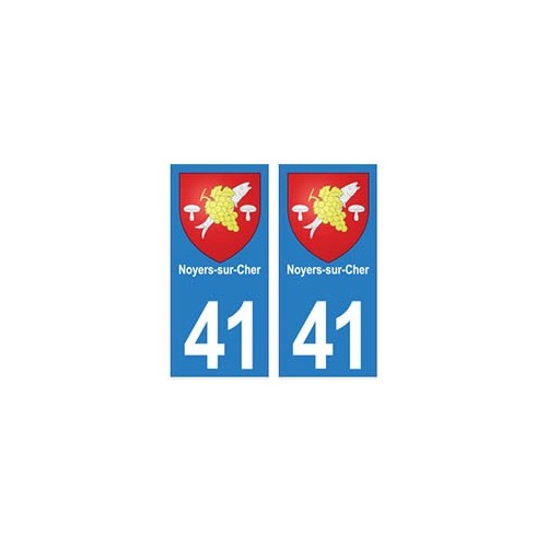 41 Noyers-sur-cher autocollant plaque blason armoiries stickers département ville