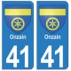 41 Onzain autocollant plaque blason armoiries stickers département ville