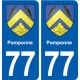 77 Pomponne blason autocollant plaque stickers ville