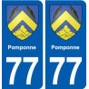 77 Pomponne blason autocollant plaque stickers ville