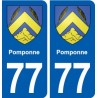 77 Pomponne blason autocollant plaque stickers ville