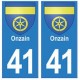 41 Onzain autocollant plaque blason armoiries stickers département ville