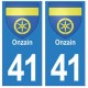 41 Onzain autocollant plaque blason armoiries stickers département ville