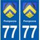 77 Pomponne blason autocollant plaque stickers ville