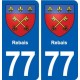 77 Rebais blason autocollant plaque stickers ville